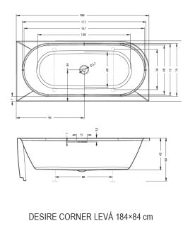 Акриловая ванна Riho Desire Corner Glossy Sparkle System LED B088004005 L 184x84см с аэромассажем и подсветкой белый